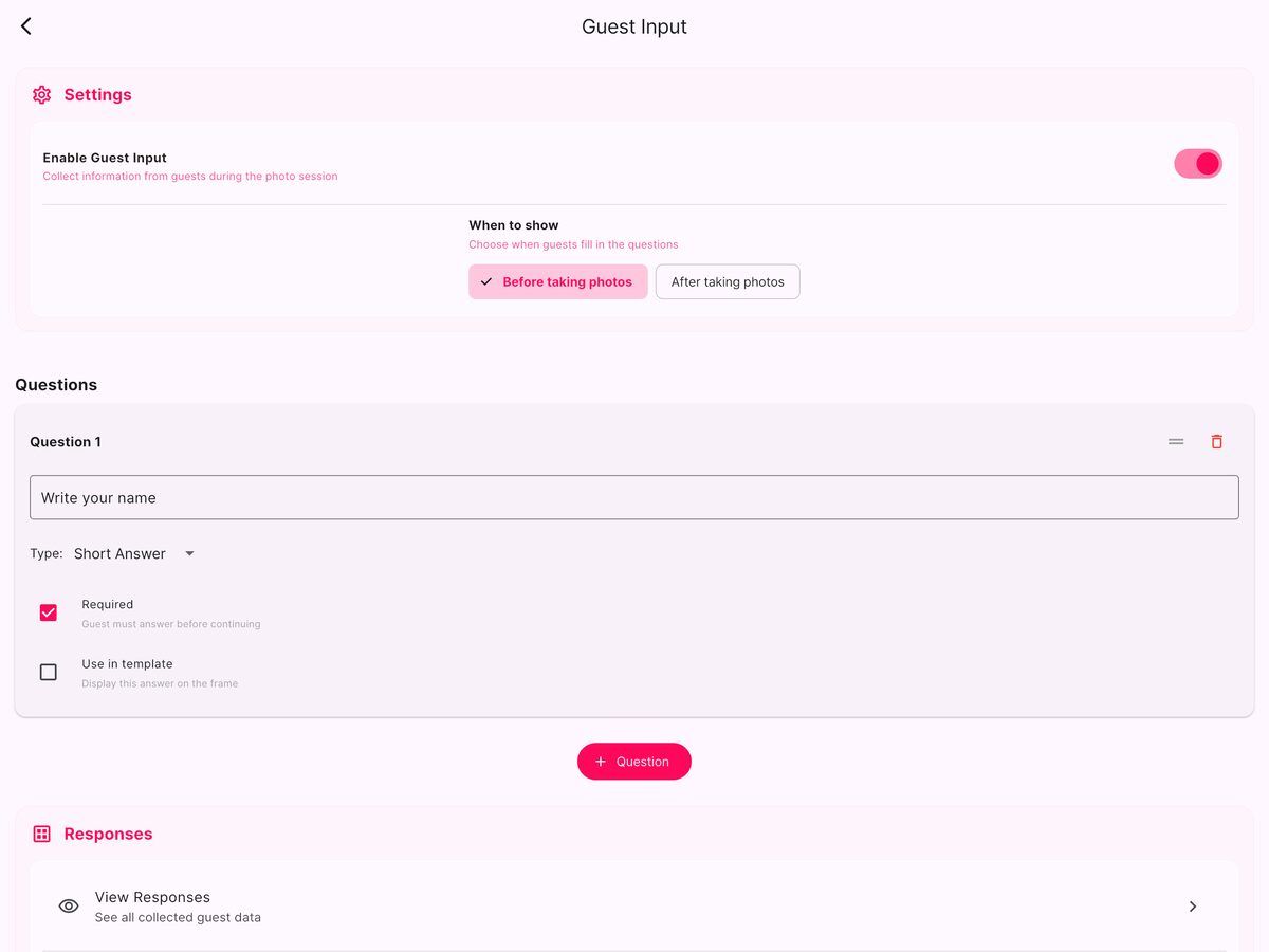 Question setup showing the question text, type, and Required option