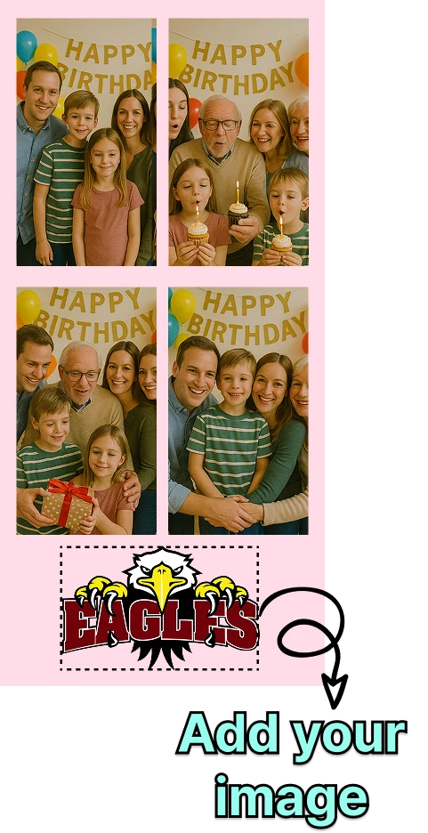 How to add custom images and logos to photobooth frames - drag and drop interface